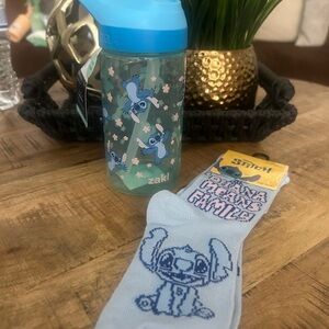 Zak! Stitch Water Bottle and Socks Set